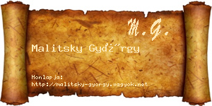 Malitsky György névjegykártya